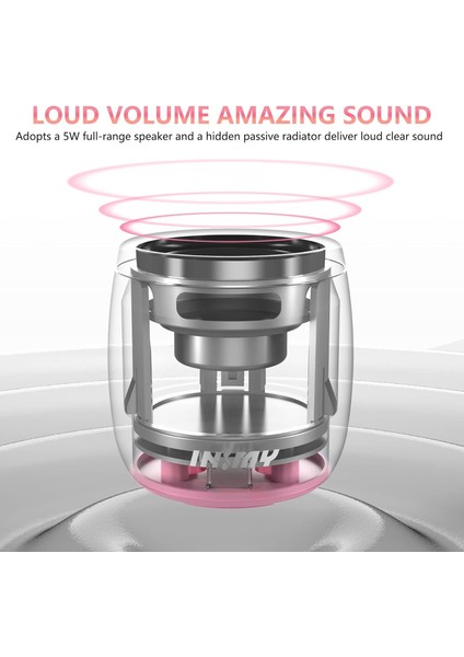 Küçük Bluetooth Hoparlör, Mini Taşınabilir Kablosuz Hoparlör, Güçlü Bas Zengin Ses Stereo Eşleştirme, Elde Taşınabilir Cep Boyutu 10H Çalma Süresi Yürüyüş Için Dahili Mikrofon Bisi (Yurt Dışından)