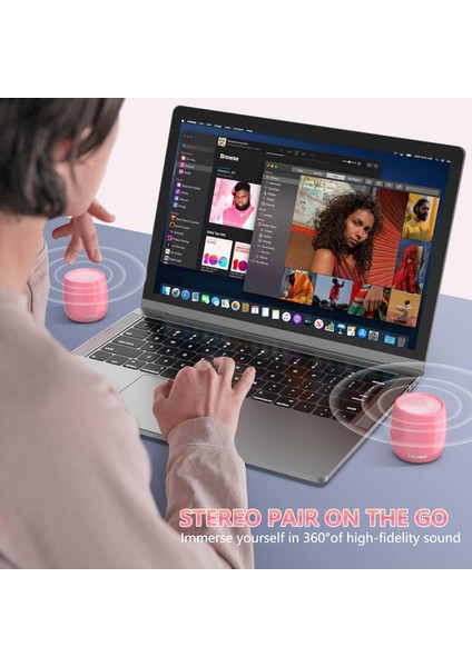 Küçük Bluetooth Hoparlör, Mini Taşınabilir Kablosuz Hoparlör, Güçlü Bas Zengin Ses Stereo Eşleştirme, Elde Taşınabilir Cep Boyutu 10H Çalma Süresi Yürüyüş Için Dahili Mikrofon Bisi (Yurt Dışından)