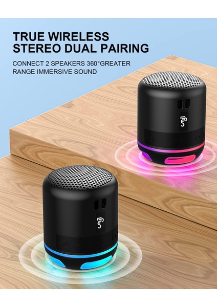 Küçük Bluetooth Hoparlörler Taşınabilir Kablosuz Hoparlör Mini Hoparlör, Tws Eşleştirme, Rgb Işıklar, 15H Çalma Süresi, Ev, Duş, Seyahat, Bisiklet Için Su Geçirmez Plaj Hoparlörü (Yurt Dışından)