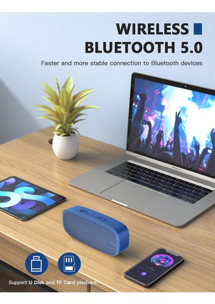 Bluetooth Hoparlör, Yüksek Stereo Sesli Kablosuz Taşınabilir Hoparlör, Zengin Bas, 12 Saat Çalma Süresi, Dahili Mikrofon. Iphone, Samsung ve Daha Fazlası Için Mükemmel (Mavi) (Yurt Dışından) fırsatları