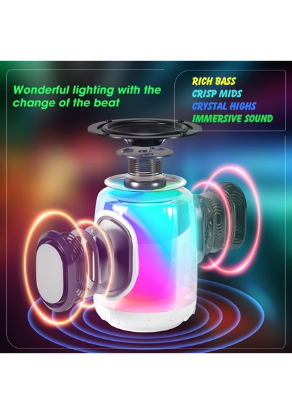 Bluetooth Hoparlörler, Rgb Işıklı Kablosuz Taşınabilir Hoparlör, Yüksek Stereo Ses, Çift Eşleştirme, Eller Serbest, 24 Saat Çalma Süresi, Destek Tf Kartı/aux/fm Radyo, Ev, Parti, H (Yurt Dışından) fiyatları