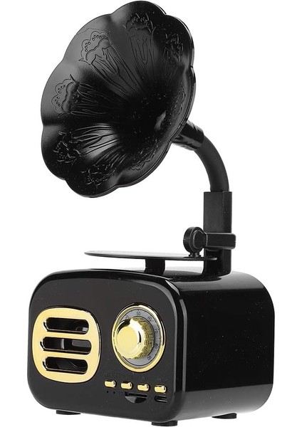 Mini Vintage Retro Bluetooth Akıllı Hoparlör Taşınabilir Hoparlör Müzik Çalar Masaüstü Dizüstü Bilgisayar Için Eski Moda Klasik Stil (Siyah) (Yurt Dışından)