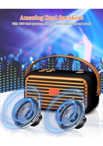 Retro Bluetooth Hoparlör, Çift Hoparlörlü Klasik Hoparlör, Stereo Yüksek Ses, Bluetooth 5.0 Kablosuz Bağlantı, Tf Kartı, Mutfak Yatak Odası Ofis Dış Mekan Için Aramaları Yanıtlama, (Yurt Dışından) modelleri