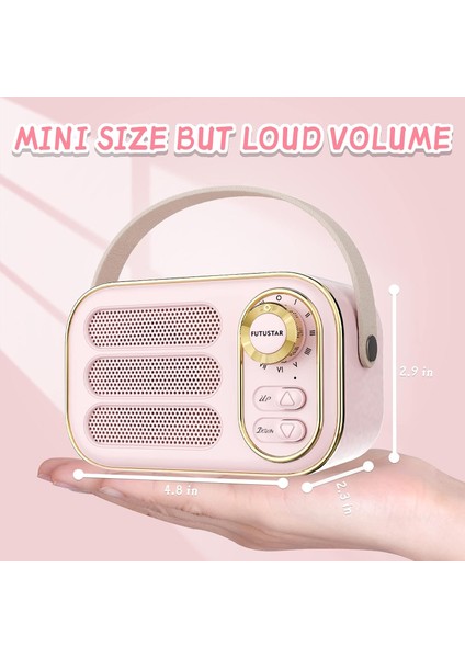 Vintage Bluetooth Hoparlör， Retro Pembe Dekor, Küçük Kablosuz Bluetooth Hoparlör, Sevimli Eski Moda Stil Aksesuarlar Mutfak Yatak Odaları Için Estetik Ofis Partisi Ev, Arkadaşa Hed (Yurt Dışından) modelleri