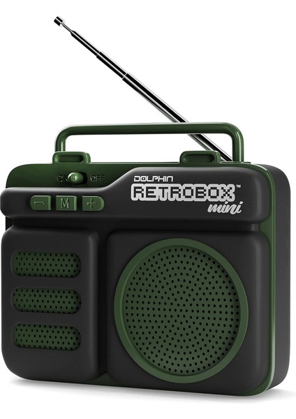 Retrobox Mini By , Mp3, Fm Radyo, Aux Özellikli Iş Yeri Için Taşınabilir Bluetooth Hoparlör | Dayanıklı ve Uzun Ömürlü Pil (Askeri Yeşil) (Yurt Dışından)