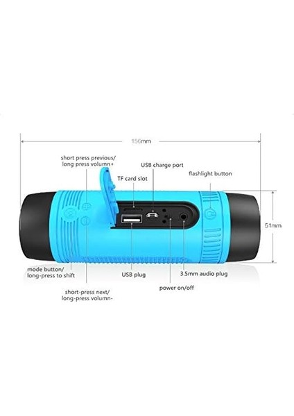 Bluetooth Hoparlör, Taşınabilir Hoparlör, Suya Dayanıklı Ipx5, S1 Kablosuz Bisiklet Hoparlörü, 4000MAH Pil, LED Işık, Tf Kart Oynatma, Açık Havada Sürüş/yürüyüş/kamp/seyahat Için ( (Yurt Dışından)