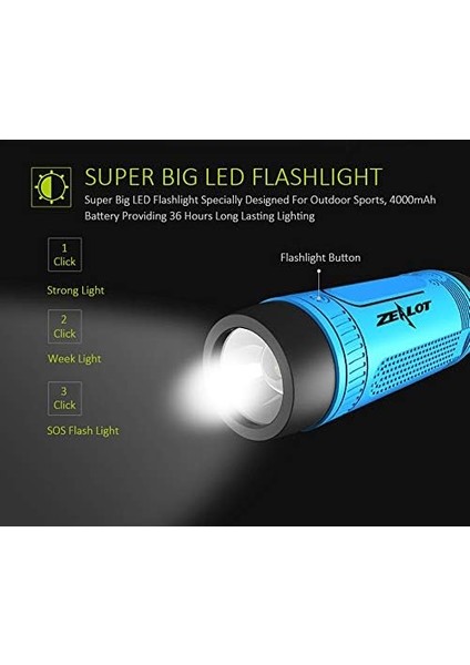 Bluetooth Hoparlör, Taşınabilir Hoparlör, Suya Dayanıklı Ipx5, S1 Kablosuz Bisiklet Hoparlörü, 4000MAH Pil, LED Işık, Tf Kart Oynatma, Açık Havada Sürüş/yürüyüş/kamp/seyahat Için ( (Yurt Dışından)
