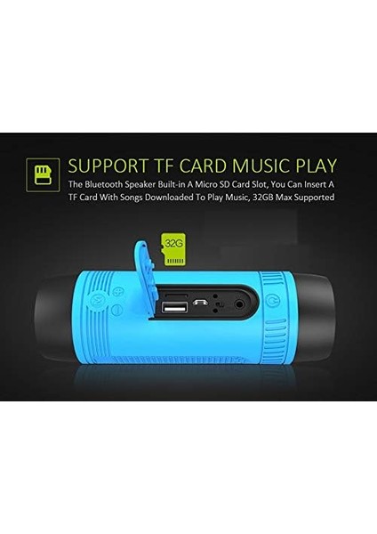 Bluetooth Hoparlör, Taşınabilir Hoparlör, Suya Dayanıklı Ipx5, S1 Kablosuz Bisiklet Hoparlörü, 4000MAH Pil, LED Işık, Tf Kart Oynatma, Açık Havada Sürüş/yürüyüş/kamp/seyahat Için ( (Yurt Dışından)