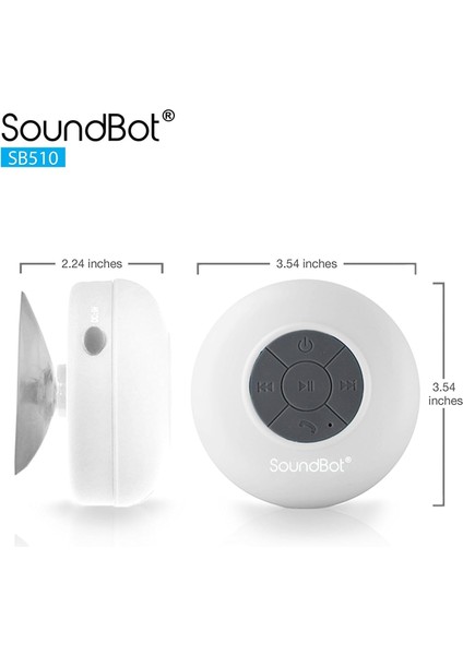 SB510 Bluetooth Duş Hoparlörü Hd Suya Dayanıklı Banyo Hoparlörleri, Dahili Mikrofonlu Handsfree Taşınabilir Hoparlör, 6 Saat Çalma Süresi, Kontrol Düğmeleri ve Özel Vantuz (Beyaz) (Yurt Dışından) indirimleri