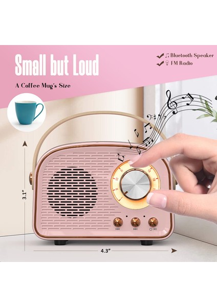 Retro Bluetooth Hoparlör, Fm Radyolu Sevimli Mini Hoparlör, Ev Dış Mekan Seyahati Için Tws'li Taşınabilir Kablosuz Hoparlör, Kitaplık Hoparlörü, Klasik Dekor, Kızlar, Gençler, Kadı (Yurt Dışından)