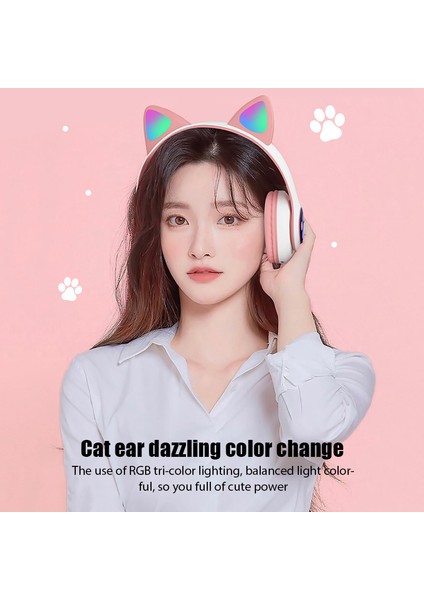 Jst-28 Kablosuz Bluetooth Kulaklık 5.0 Stereo Müzik Kulaklıkları Spor Bluetooth Kulaklık Kedi Kulaklar Oyun Mikrofonlu Kulaklıklar (Yurt Dışından)