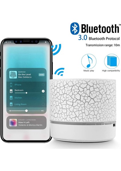 Taşınabilir Kablosuz Mini Bluetooth Hoparlör, LED Işıklı Süper Bas Stereo Şarj Edilebilir Hoparlör (Yurt Dışından)