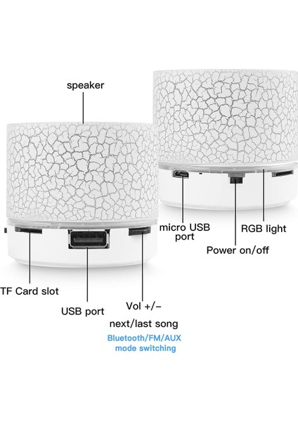 Taşınabilir Kablosuz Mini Bluetooth Hoparlör, LED Işıklı Süper Bas Stereo Şarj Edilebilir Hoparlör (Yurt Dışından)