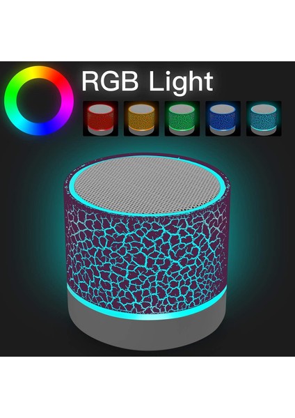 Taşınabilir Kablosuz Mini Bluetooth Hoparlör, LED Işıklı Süper Bas Stereo Şarj Edilebilir Hoparlör (Yurt Dışından)