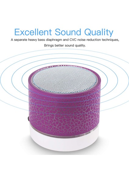 Taşınabilir Kablosuz Mini Bluetooth Hoparlör, LED Işıklı Süper Bas Stereo Şarj Edilebilir Hoparlör (Yurt Dışından)