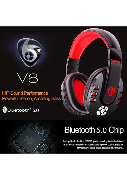 V8 Kablosuz Kulaklık 5.0 Bluetooth Kulaklık Stereo Bas Mikrofonlu Kulak Içi Handsfree (Yurt Dışından) modelleri