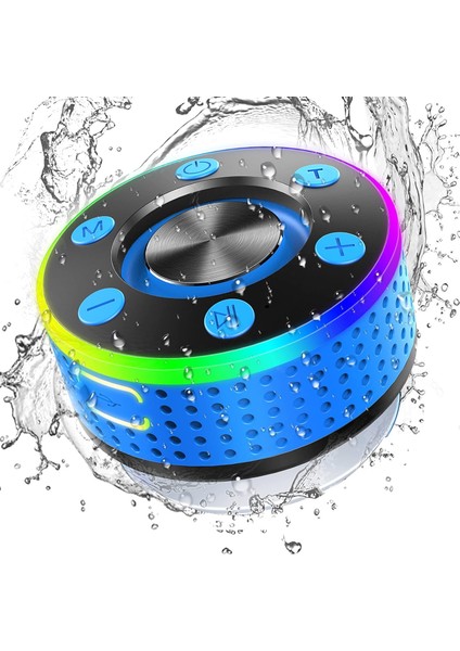 Bluetooth Duş Hoparlörü, Ipx-7 Suya Dayanıklı Kablosuz Hoparlörler Hd Ses Stereosu, Taşınabilir Hoparlör, LED Işık Vantuzlu Mini Hoparlörler, Radyo, Eşleştirme Modu, Dahili Mikrofo (Yurt Dışından)