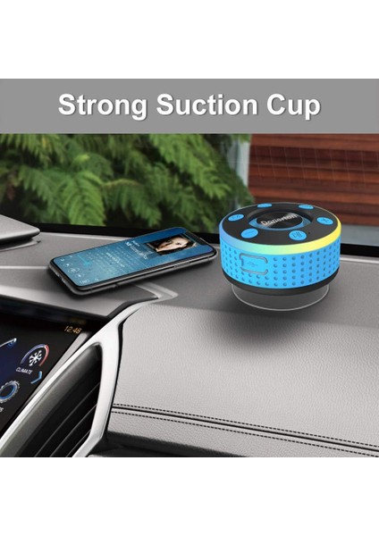 Bluetooth Duş Hoparlörü, Ipx-7 Suya Dayanıklı Kablosuz Hoparlörler Hd Ses Stereosu, Taşınabilir Hoparlör, LED Işık Vantuzlu Mini Hoparlörler, Radyo, Eşleştirme Modu, Dahili Mikrofo (Yurt Dışından) fırsatları