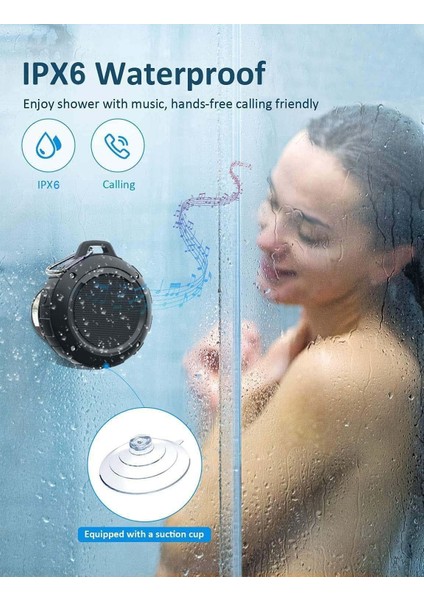 Dış Mekan Suya Dayanıklı Bluetooth Hoparlör, Subwoofer'lı Kablosuz Taşınabilir Mini Duş Seyahat Hoparlörü, Gelişmiş Bas, Spor, Havuz, Plaj, Yürüyüş, Kamp Için Dahili Mikrofon (Yurt Dışından)