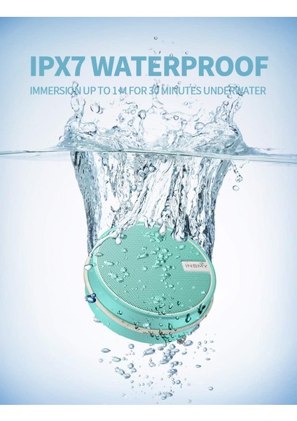 Ipx7 Suya Dayanıklı Duş Bluetooth Hoparlörü, Hd Sesli Taşınabilir Kablosuz Dış Mekan Hoparlörü, Destek Tf Kartı, Ev, Havuz, Plaj, Tekne Gezisi, Doğa Yürüyüşü Için Vantuz 12 Saat Ça (Yurt Dışından) fiyatları