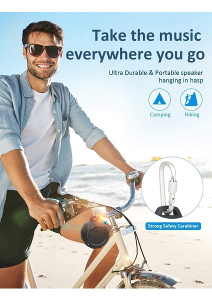 Dış Mekan Suya Dayanıklı Bluetooth Hoparlör, Subwoofer'lı Kablosuz Taşınabilir Mini Duş Seyahat Hoparlörü, Gelişmiş Bas, Spor, Havuz, Plaj, Yürüyüş, Kamp Için Dahili Mikrofon (Yurt Dışından)