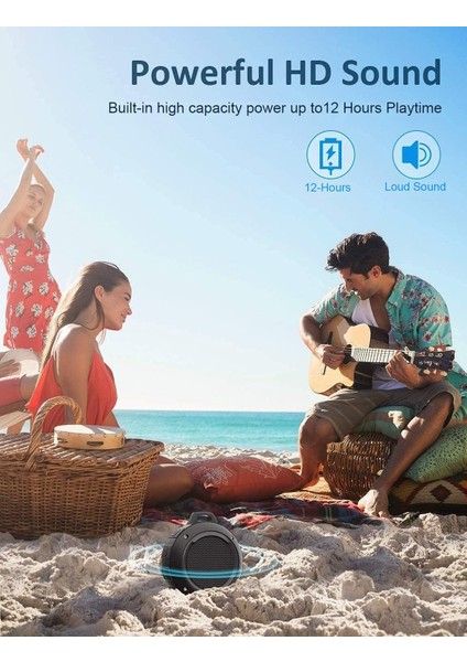 Dış Mekan Suya Dayanıklı Bluetooth Hoparlör, Subwoofer'lı Kablosuz Taşınabilir Mini Duş Seyahat Hoparlörü, Gelişmiş Bas, Spor, Havuz, Plaj, Yürüyüş, Kamp Için Dahili Mikrofon (Yurt Dışından)