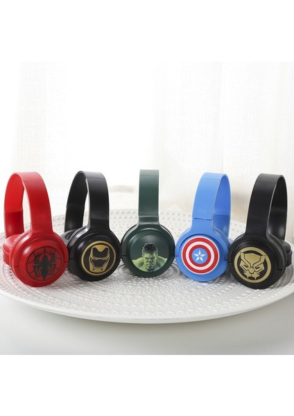 Marvel Demir Adam Bluetooth Kulaklıklar Kulak Üstü Kablosuz Stereo Kulaklık Karikatür Örümcek Adam Demir Adam Kaptan Mikrofon ile (Yurt Dışından)
