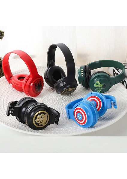 Marvel Demir Adam Bluetooth Kulaklıklar Kulak Üstü Kablosuz Stereo Kulaklık Karikatür Örümcek Adam Demir Adam Kaptan Mikrofon ile (Yurt Dışından)