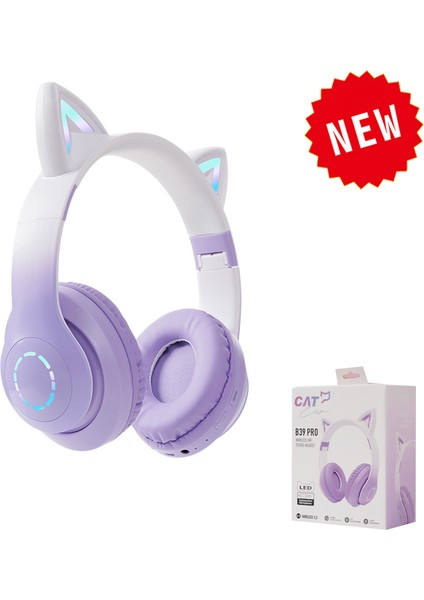 Bluetooth Kablosuz Kulaklıklar Kedi Kulak Kızdırma Işık Stereo Bas Kask Çocuk Oyun Kız Hediyeler Pc Telefon Kılıfı Oyun Kulaklığı (Yurt Dışından)