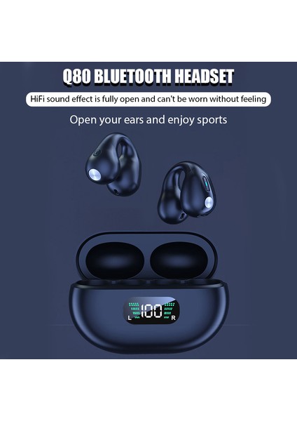 Tws Q80 Kablosuz Kulaklık Bluetooth 5.3 Kemik Iletimli Kulaklık Kulak Klipsi Tasarım Dokunmatik Kontrol LED Kulakiçi Spor Kulaklıklar (Yurt Dışından) indirimleri