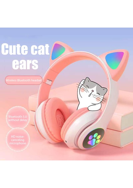 Jst-28 Kablosuz Bluetooth Kulaklık 5.0 Stereo Müzik Kulaklıkları Spor Bluetooth Kulaklık Kedi Kulaklar Oyun Mikrofonlu Kulaklıklar (Yurt Dışından) indirimleri