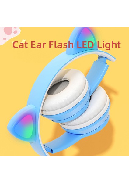 P47M Kulaklık Bluetooth Kablosuz Kulaklıklar Kedi Kulak Kız Kulaklık Oyun Pc Için Tws Müzik Kulakiçi Işitme Cihazı Mic ile Handfree (Yurt Dışından)