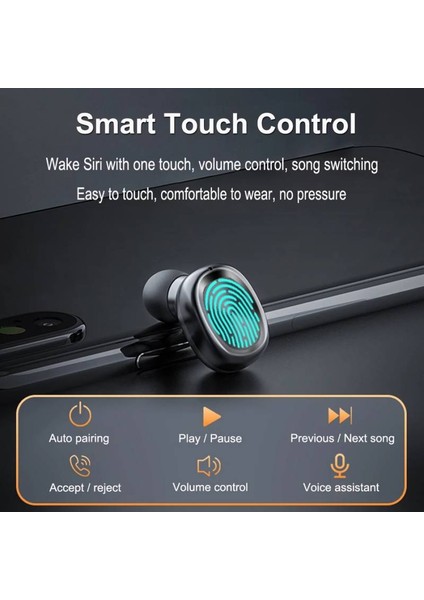 Çekilebilir B9 Kablosuz Bluetooth Kulaklık Binaural Kulak Içi Tws Metal Mat Ipx6 Su Geçirmez Dokunmatik 9d Ses LED Akıllı Dijital Ekran (Yurt Dışından)
