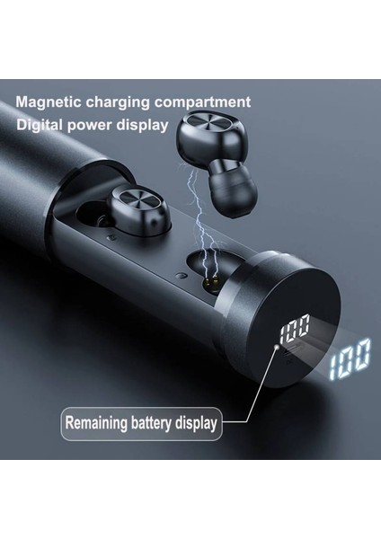 Çekilebilir B9 Kablosuz Bluetooth Kulaklık Binaural Kulak Içi Tws Metal Mat Ipx6 Su Geçirmez Dokunmatik 9d Ses LED Akıllı Dijital Ekran (Yurt Dışından)