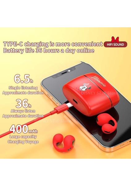 Yeni Disney X23 Klipsli Kulaklıklar Kablosuz Bluetooth 5.3 Hifi Çevresel Ses Kulaklık Uzun Pil Ömrü Giymek Rahat (Yurt Dışından)