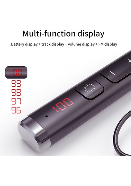 Kablosuz Kulaklık Bluetooth 5.0 Kulaklık Hifi 9d Stereo Boyun Asılı Spor Kulaklık Desteği Bluetooth Tf Kart Fm Ses Çalma (Yurt Dışından)