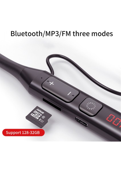 Kablosuz Kulaklık Bluetooth 5.0 Kulaklık Hifi 9d Stereo Boyun Asılı Spor Kulaklık Desteği Bluetooth Tf Kart Fm Ses Çalma (Yurt Dışından)