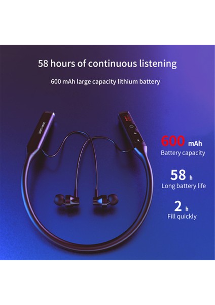 Kablosuz Kulaklık Bluetooth 5.0 Kulaklık Hifi 9d Stereo Boyun Asılı Spor Kulaklık Desteği Bluetooth Tf Kart Fm Ses Çalma (Yurt Dışından)