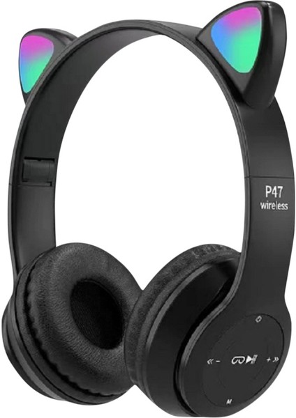 Yeni Yanıp Sönen LED Sevimli Kedi Kulaklar Kulaklık Bluetooth Kablosuz Mikrofonlu Kulaklık Tf Fm Çocuk Kız Stereo Müzik Kulaklık Yavru Earphon (Yurt Dışından)