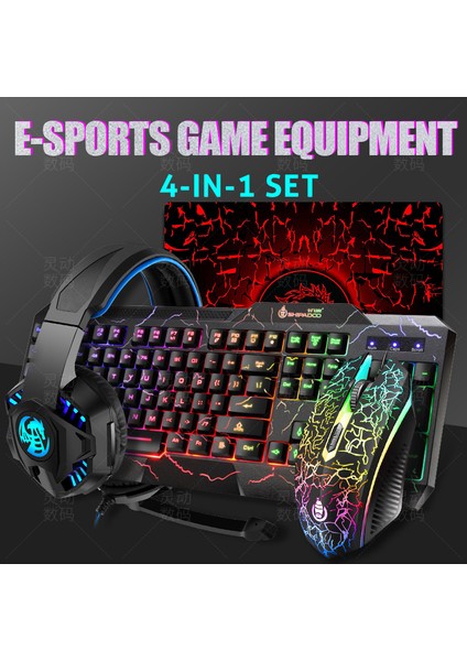 Oyun Klavye Seti Oyun Faresi Rgb LED Arkadan Aydınlatmalı Oyun Klavyeleri Oyun Pc Dizüstü Bilgisayar Teclado Gamer Için USB Kablolu Klavye (Yurt Dışından)