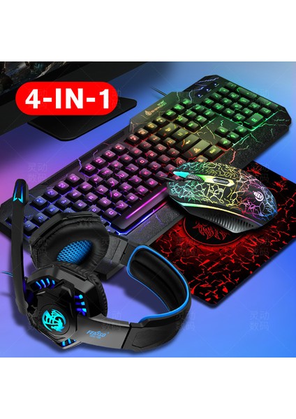 Oyun Klavye Seti Oyun Faresi Rgb LED Arkadan Aydınlatmalı Oyun Klavyeleri Oyun Pc Dizüstü Bilgisayar Teclado Gamer Için USB Kablolu Klavye (Yurt Dışından)