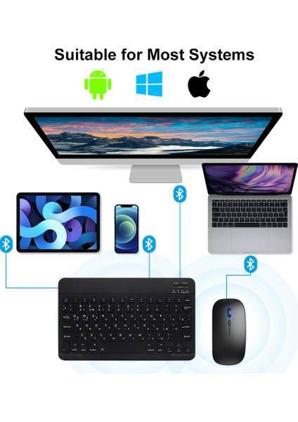 Kablosuz Klavye ve Fare Şeker Bluetooth Kablosuz Klavye Fare Android Ios Için Samsung Xiaomi Tablet Pc Klavye Oyun (Yurt Dışından)
