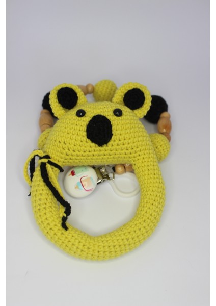 Ilgaz Shop Design Amigurumi  Yeşil Koala Diş Kaşıyıcı Çıngırak ve Emzik Askısı