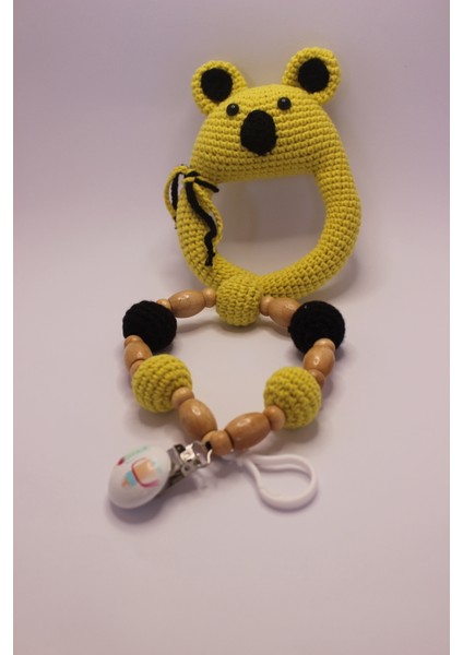 Ilgaz Shop Design Amigurumi  Yeşil Koala Diş Kaşıyıcı Çıngırak ve Emzik Askısı