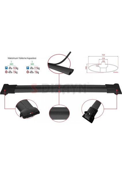 Hyundai Elantra Touring (Fd) 2007-2011 Fly Model Siyah Ara Atkı A+Kalite modelleri