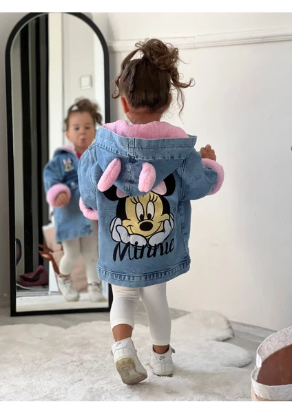 Ysfer Butik Kız Çocuk Kot Mont Minie Mouse