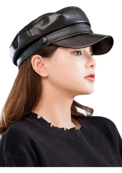 Kadın Vegan Deri Kaptan Şapka fırsatları