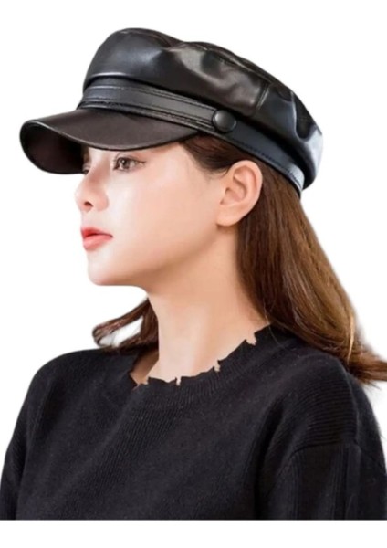 Kadın Vegan Deri Kaptan Şapka indirimleri