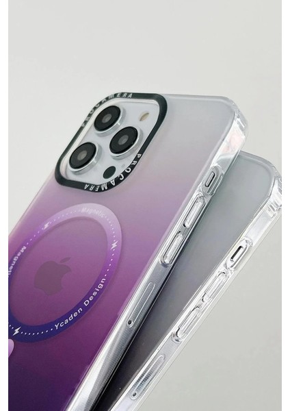 Morpho Apple iPhone 14 Pro Max Uyumlu Gradyan Renkli Magsafe Kılıf Mor modelleri