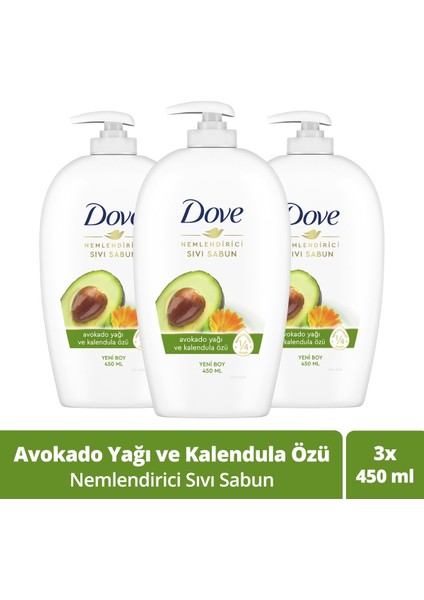 Nemlendirici Sıvı Sabun Avokado Yağı ve Kalendula Özü 450 ml x3 Adet